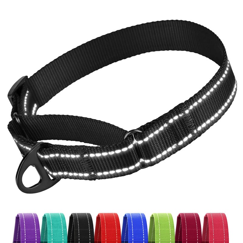 Collardirect Reflective Martingale Dog Collar Nylon Training Collars for Small Medium Large Dogs Puppy Pink Orange Green (S, Neck Size 11"-15", Black) - Image 1